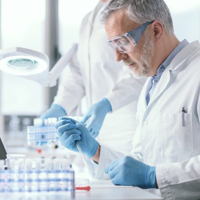 Medical researcher working in the laboratory